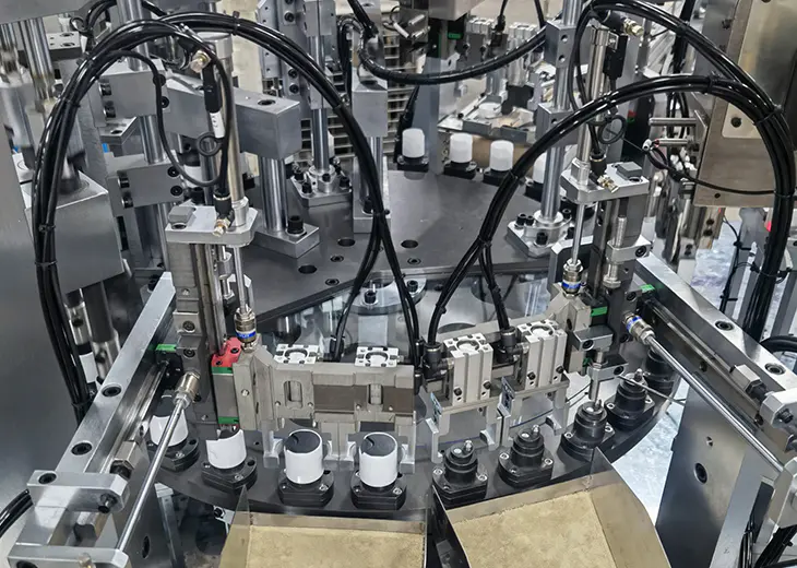 What kind of automation features are available in disc top assembly machines, and how do they improve production efficiency?